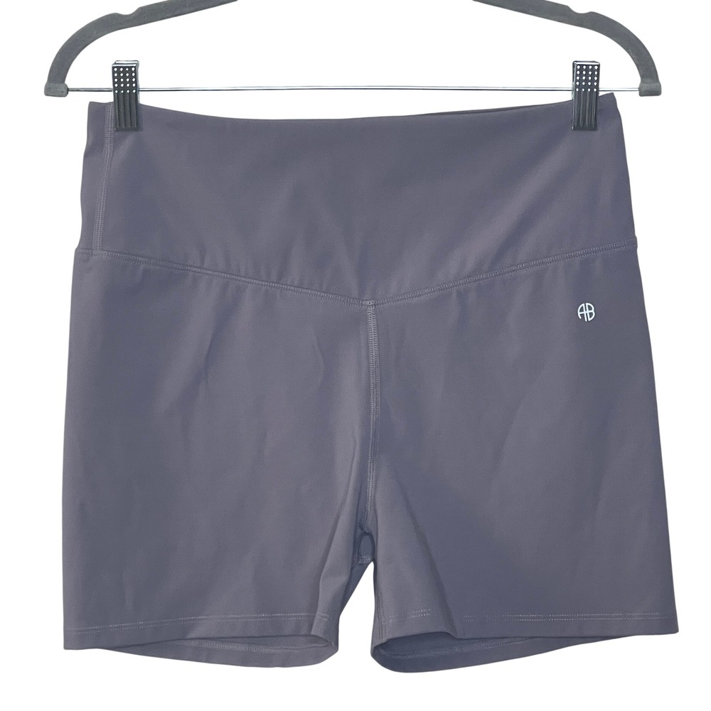 ANINE BING SPORT Purple High Waisted Bike Shorts Womens L G Activewear